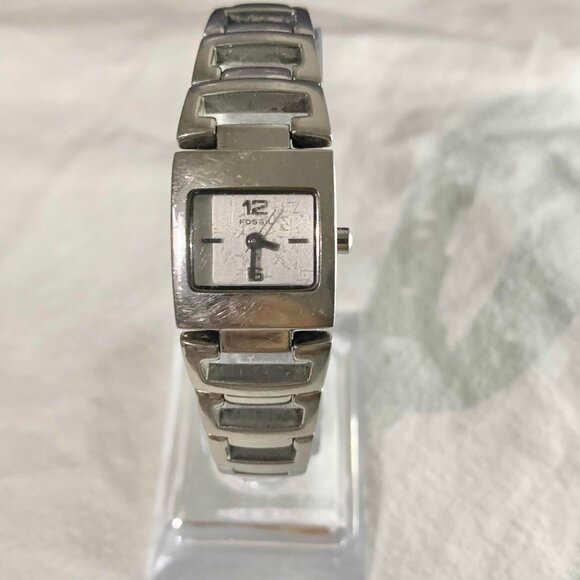 VTG Y2K Fossil Forever F2 ES-9519 Women's Stainless Steel Watch Square Face - Picture 3 of 7